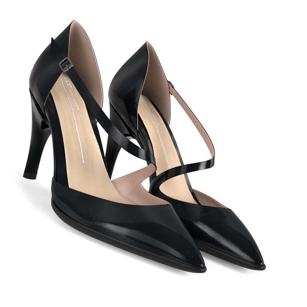 Ecco Shape Stiletto 75 Asymmetric Pumps Dame Svarte | NO 162UZG